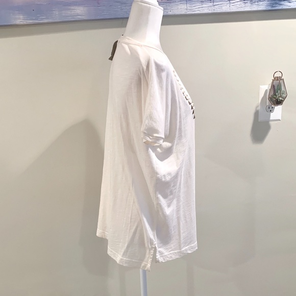 J. Crew Heather Beige Beaded V-neck Tee - Picture 5 of 10